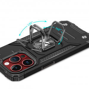 Подсилен гръб WOZINSKY Ring Armor със стойка - iPhone 15 Pro Max сребрист - Img 5