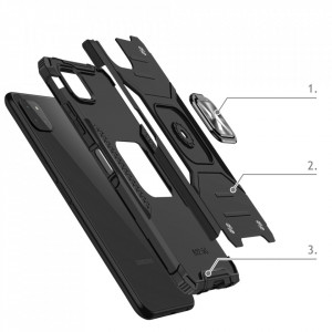 Подсилен гръб WOZINSKY Ring Armor със стойка - Samsung Galaxy A22 silver - Img 3