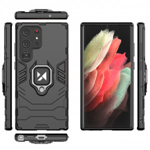 Подсилен гръб WOZINSKY Ring Armor със стойка - Samsung Galaxy S23 Ultra черен - Img 5