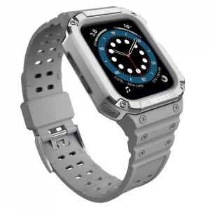 Подсилен калъф за корпус с каишка Protect - Apple Watch 41mm Series 9 / 41mm Series 8 / 41mm Series 7 / 40mm Series 6 / 40mm SE / 40mm Series 5 / 40mm Series 4 / 38mm Series 3 / 38mm Series 2 сив - Img 1