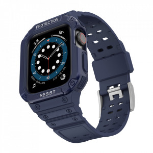 Подсилен калъф за корпус с каишка Protect - Apple Watch 41mm Series 9 / 41mm Series 8 / 41mm Series 7 / 40mm Series 6 / 40mm SE / 40mm Series 5 / 40mm Series 4 / 38mm Series 3 / 38mm Series 2 син - Img 2