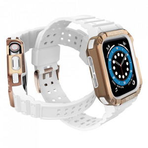 Подсилен калъф за корпус с каишка Protect - Apple Watch 41mm Series 9 / 41mm Series 8 / 41mm Series 7 / 40mm Series 6 / 40mm SE / 40mm Series 5 / 40mm Series 4 / 38mm Series 3 / 38mm Series 2 бял - Img 3