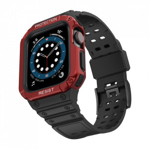 Подсилен калъф за корпус с каишка Protect - Apple Watch 41mm Series 9 / 41mm Series 8 / 41mm Series 7 / 40mm Series 6 / 40mm SE / 40mm Series 5 / 40mm Series 4 / 38mm Series 3 / 38mm Series 2 черен - Img 2