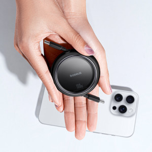 Прибиращ се кабел за зареждане и данни BASEUS Free2Draw Mini USB Type C към USB Type C 100W 1m черен - Img 9
