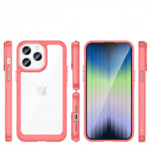Прозрачен гръб с гел рамка Outer Space - iPhone 14 Pro Max червен - Img 2