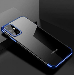 Прозрачен силиконов гръб с цветен кант Clear Color - Samsung Galaxy A72 син - Img 4