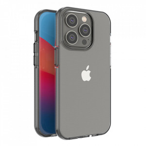 Прозрачен силиконов гръб с цветен кант Spring - iPhone 14 Pro черен - Img 1
