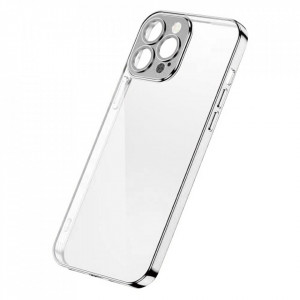 Прозрачен силиконов гръб JOYROOM Chery Mirror с цветна рамка - iPhone 13 Pro (JR-BP908) сребрист - Img 1