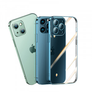 Прозрачен силиконов гръб JOYROOM Chery Mirror с цветна рамка - iPhone 13 Pro (JR-BP908) сребрист - Img 2