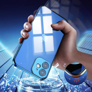 Прозрачен ултратънък гръб JOYROOM New Beauty с цветна рамка - iPhone 12 Pro Max син - Img 8