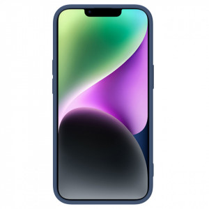 Силиконов гръб с подвижно покритие за камерата NILLKIN CamShield Silky Silicone - iPhone 14 среднощно синьо - Img 2
