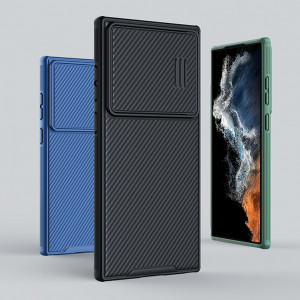 Силиконов гръб с подвижно покритие за камерата NILLKIN CamShield S - Samsung Galaxy S23 Ultra син - Img 8