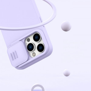 Силиконов гръб с подвижно покритие за камерата NILLKIN CamShield MagSafe - iPhone 14 Pro Max син - Img 16