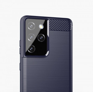 Силиконов гръб Carbon - Samsung Galaxy S21 Ultra 5G син - Img 4
