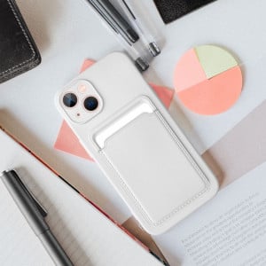 Силиконов гръб Card с портфейл за документи - iPhone 15 Pro бял - Img 4