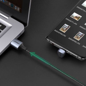 180° кабел за зареждане и данни за геймъри с оплетка UGREEN USB Type A към USB Type C 1m 3A 18 W с бързо зареждане AFC FCP сив (70313) - Img 5
