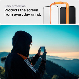 2 бр. закален стъклен протектор SPIGEN Align Master FC с инструмент за поставяне - iPhone 15 Pro Max черен - Img 9