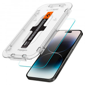 2 бр. закален стъклен протектор SPIGEN TR Ez Fit с инструмент за поставяне - iPhone 14 Pro Max - Img 2
