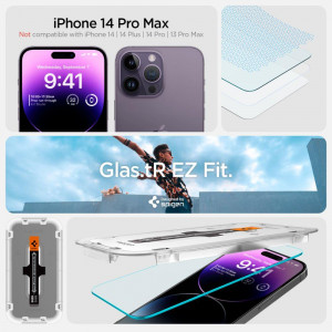 2 бр. закален стъклен протектор SPIGEN TR Ez Fit с инструмент за поставяне - iPhone 14 Pro Max - Img 9