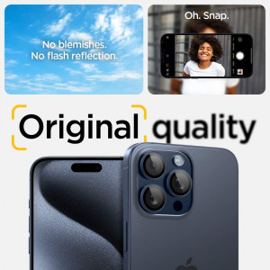 2 бр. протектор за камера SPIGEN Optik TR Ez Fit - iPhone 14 Pro / Pro Max / 15 Pro / Pro Max Titanium Blue - Img 10