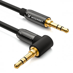 90° аудио кабел WOZINSKY жак 3.5mm 2m черен - Img 2