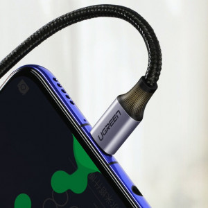 90° кабел за зареждане и данни UGREEN USB Type C към USB Type C Power Delivery 60 W 20 V 3A 2m черен / сив (US255 50125) - Img 13