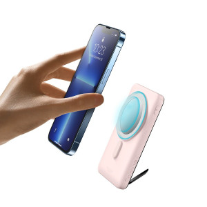 BASEUS Magnetic Bracket с безжично зареждане бързо зареждане Външна батерия 10000mAh 20W розов (c BASEUS Xiaobai series бързо зареждане кабел Type-C към Type-C 60W(20V / 3A) 50cm бяла) Overseas Edition - Img 13