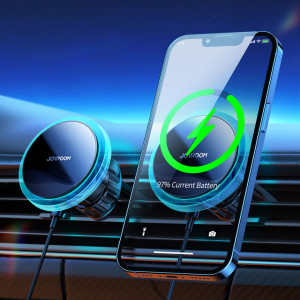 Joyroom стойка за кола Qi Wireless Induction зарядно 15W (MagSafe - iPhone Compatible) - Ventilation Grille сребрист (JR-ZS291) - Img 4