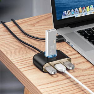 USB хъб BASEUS Square round 4в1 USB Type A 3.0 към USBType A 3.0 / 3x USB Type A 2.0 1m (CAHUB-AY01) черен - Img 7