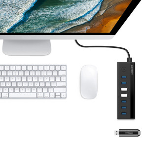 USB хъб UGREEN 7в1 USB Type A към 7x USB Type A 5Gb/s (US219) черен - Img 5