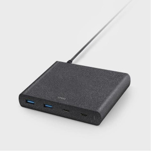 USB хъб UNIQ Surge 90W 2x USB Type A Quick Charge 3.0 / 2x USB Type C Power Delivery 3.0 (LITHOS Collective) черен графит - Img 9