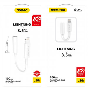 Адаптер за слушалки DUDAO Lightning към мини жак 3.5mm (L16i) бял - Img 5