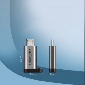 Адаптер UGREEN Micro USB към USB Type C с отвор за ключодържател (50590) сив - Img 10
