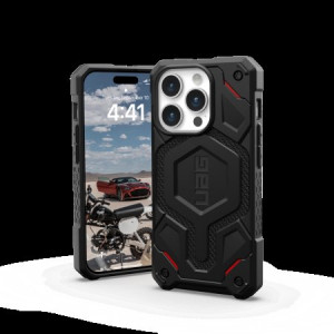 Армиран гръб UAG Monarch Pro MagSafe - iPhone 15 Pro черен кевлар - Img 3