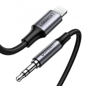Аудио кабел UGREEN жак 3.5mm към MFi Lightning 1m сив (70509) - Img 1