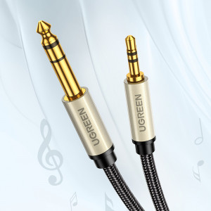 Аудио кабел UGREEN TRS жак 3.5mm към жак 6.35mm 2m сив - Img 2