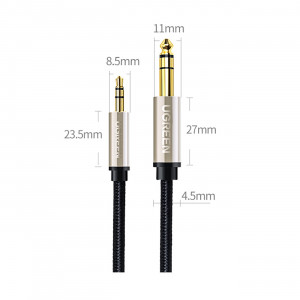 Аудио кабел UGREEN TRS жак 3.5mm към жак 6.35mm 2m сив - Img 12