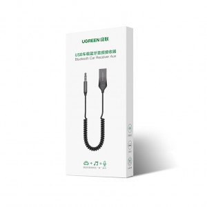 Аудио приемник със спираловиден кабел UGREEN bluetooth 5.0 жак 3.5mm 1.2m черен (70601 CM309) - Img 5