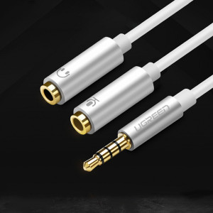 Аудио сплитер UGREEN жак 3.5mm (мъжко) към 2x жак 3.5mm (женско за слушалки) 0.2m бял (AV134) - Img 2