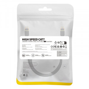 Бърз плосък интернет кабел BASEUS RJ45 cat.7 10Gb/s 2m черен - Img 6