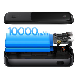 Външна батерия BASEUS Qpow Digital дисплей 10000mAh 22.5W с бързо зареждане / PD / SCP / FCP с вграден USB-C кабел черна - Img 7