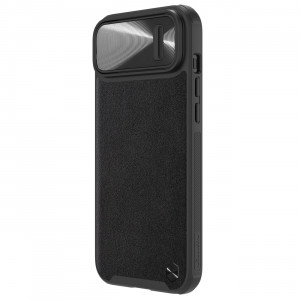 Гръб от естествена кожа с подвижно покритие за камерата NILLKIN CamShield Leather S - iPhone 14 Plus черен - Img 3