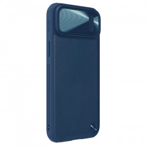 Гръб от естествена кожа с подвижно покритие за камерата NILLKIN CamShield Leather S - iPhone 14 Plus син - Img 4