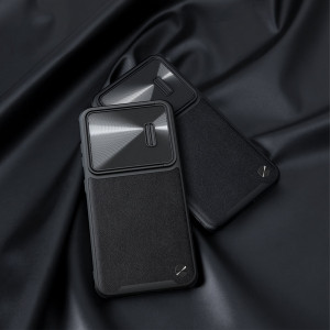 Гръб от естествена кожа с подвижно покритие за камерата NILLKIN CamShield Leather S - Samsung Galaxy S23+ черен - Img 15