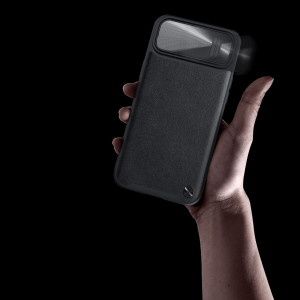 Гръб от естествена кожа с подвижно покритие за камерата NILLKIN CamShield Leather S - iPhone 14 черен - Img 11