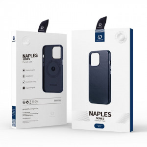 Гръб от естествена кожа DUX DUCIS Naples MagSafe - iPhone 14 син - Img 9