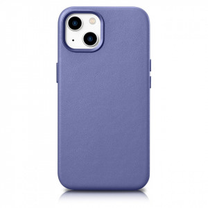 Гръб от естествена кожа iCARER Leather MagSafe - iPhone 14 светлолилав - Img 1