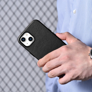 Гръб от естествена кожа iCARER Leather MagSafe - iPhone 14 черен - Img 19