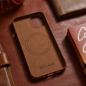 Гръб от естествена кожа iCARER Leather MagSafe - iPhone 14 Plus кафяв - Img 14