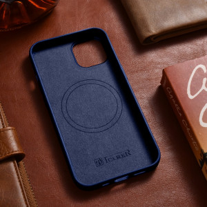 Гръб от естествена кожа iCARER Leather MagSafe - iPhone 14 Plus син - Img 14